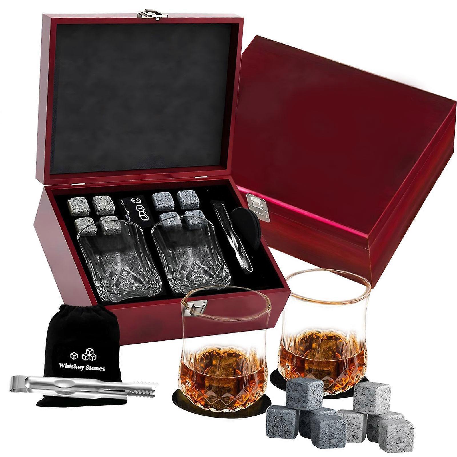 Premium Whiskeys Stone And Glasswares Set Keep Drink Cold Without Diluting Alcohols Stone Whiskeys Chiller  Red
