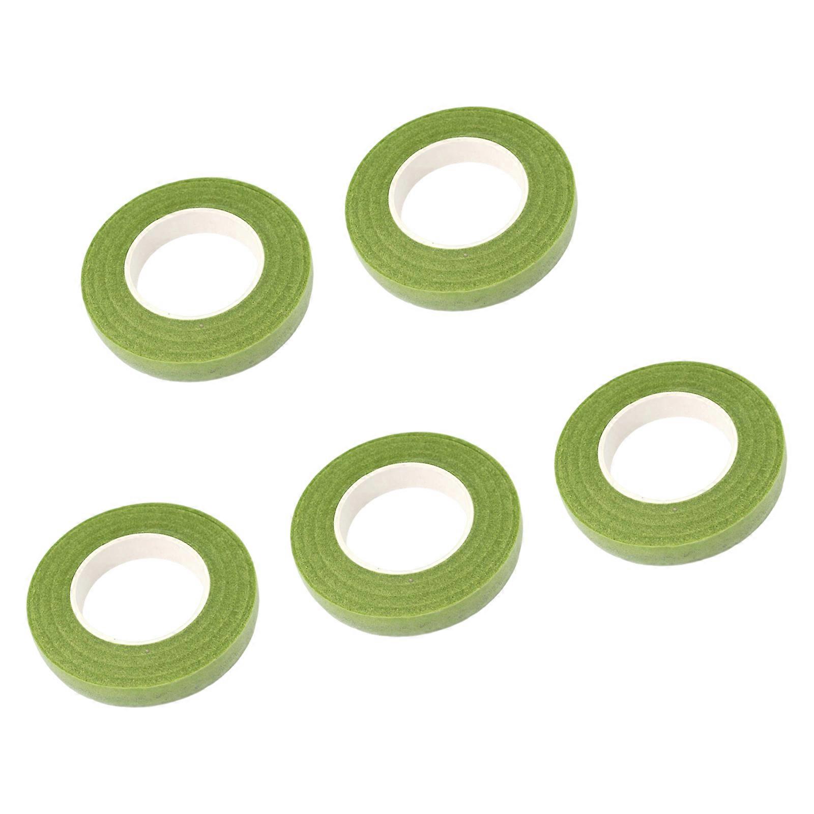5 Rolls Realistic Floral Adhesive Tape Crafting Tape Suitable for Artificial Flower Stems Wrapping and Craft Projects  Light Green