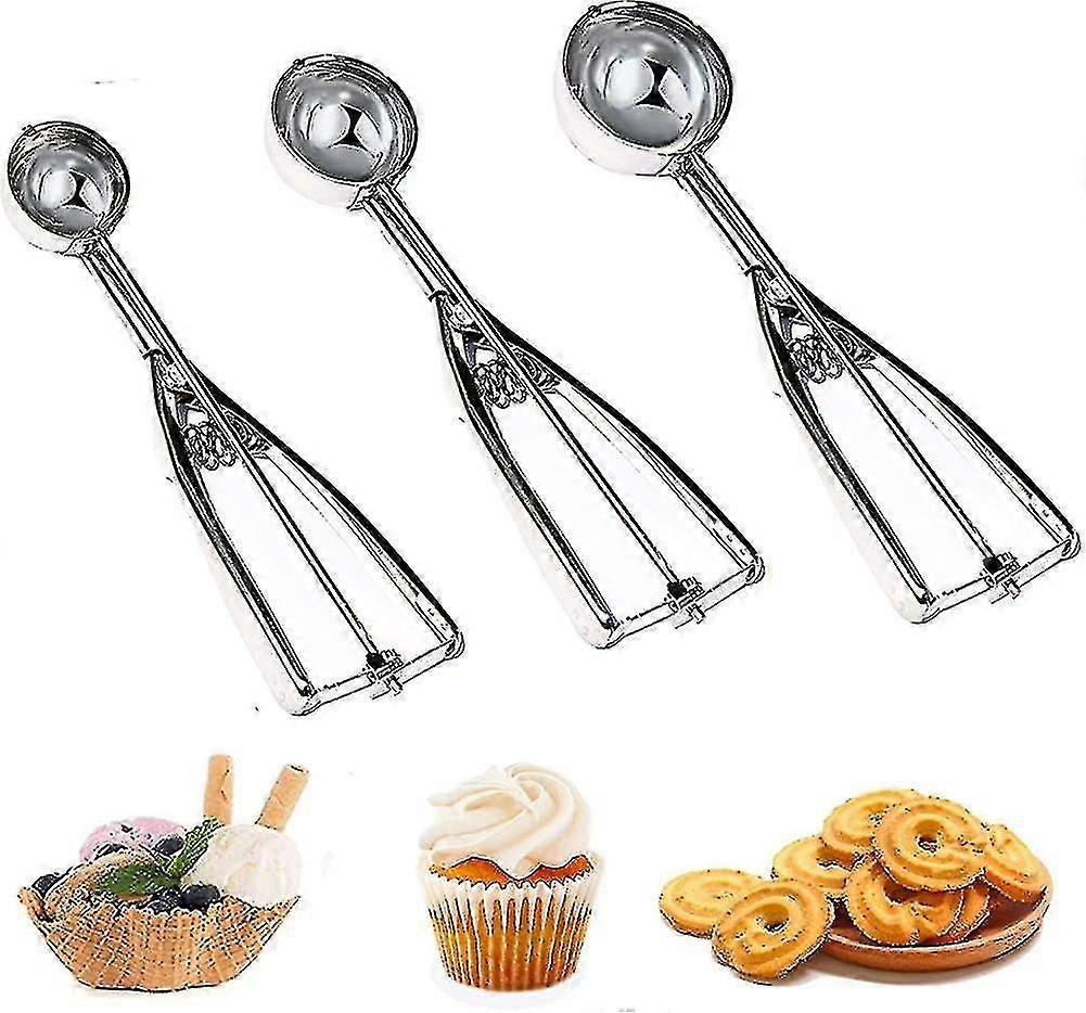 Cookie Ice Cream Scoop,for Baking Set Of 3,stainless Steel Tablespoon With Large