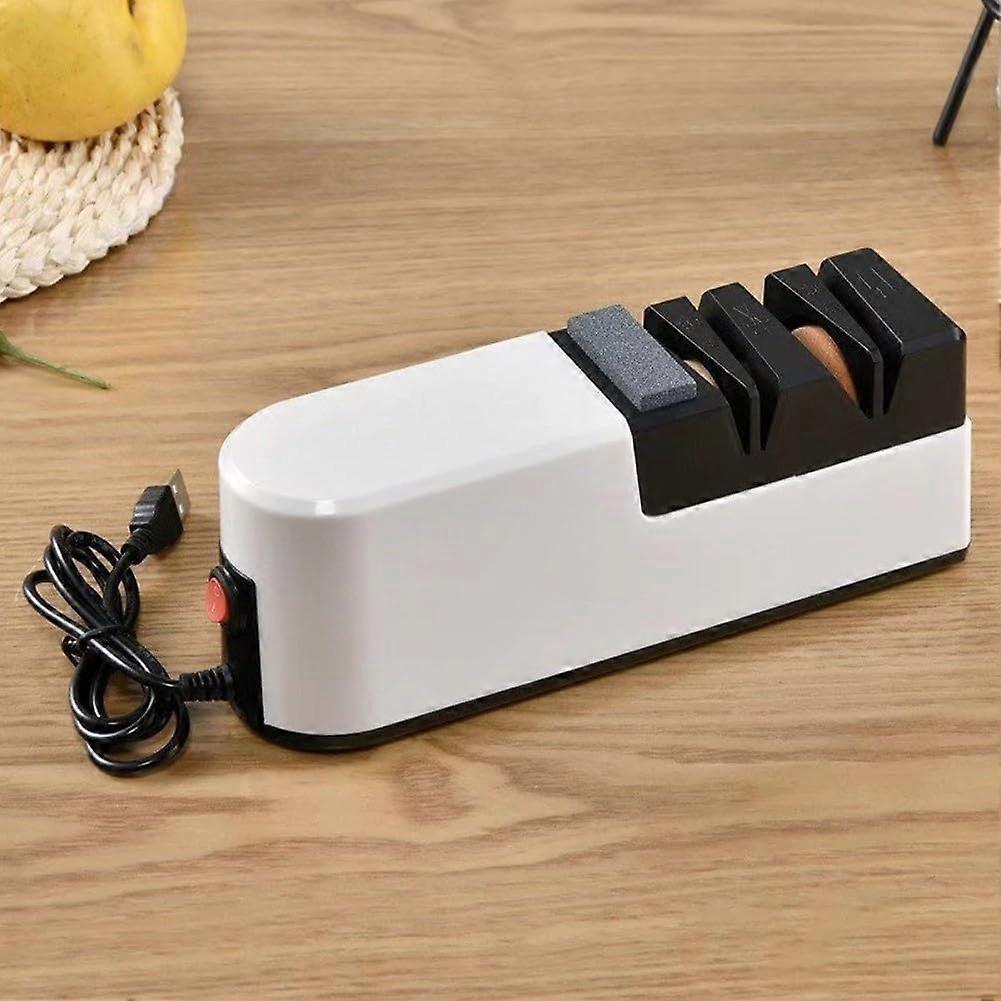 Electric Knife and Scissors Sharpener 4in1 with Speed Motor and Safety Cover for Kitchen Tools (A)