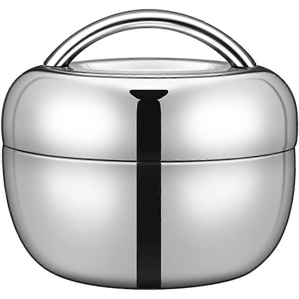 Stainless Steel Containers With Lids Round Bento Noodles Bowls Double Layer Insulated Vacuum Picnic Box