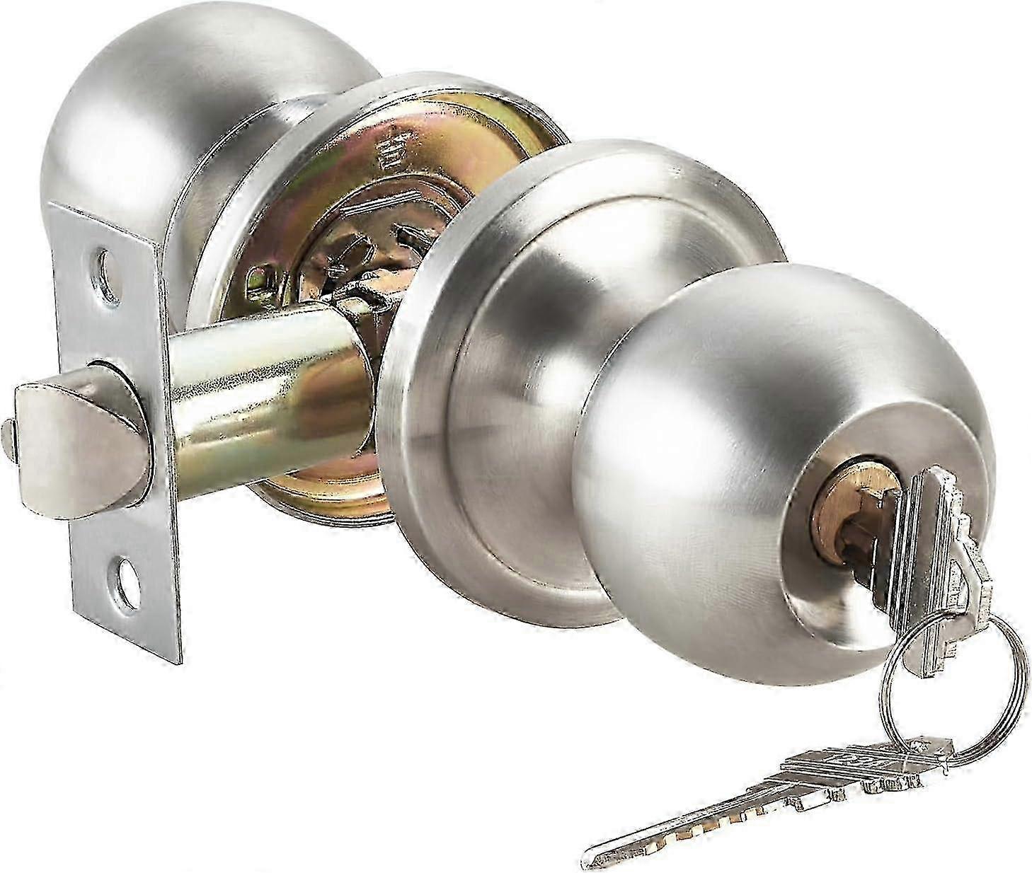 Keyed Entry Door Knob, Satin Nickel Finish, Secure Locking Mechanism