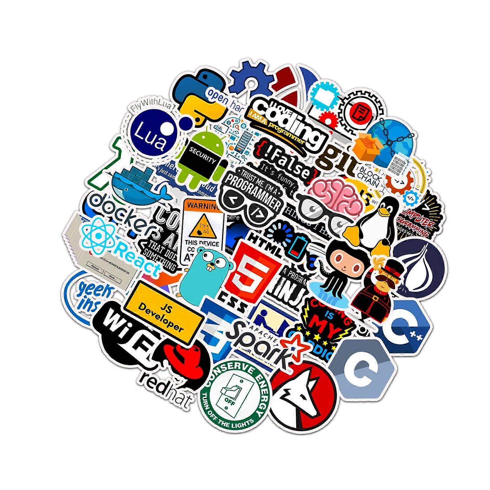 50Pcs Software Developer Stickers Scratch Resistant PVC Decals With Humorous Designs for Electronic Devices Multicolor