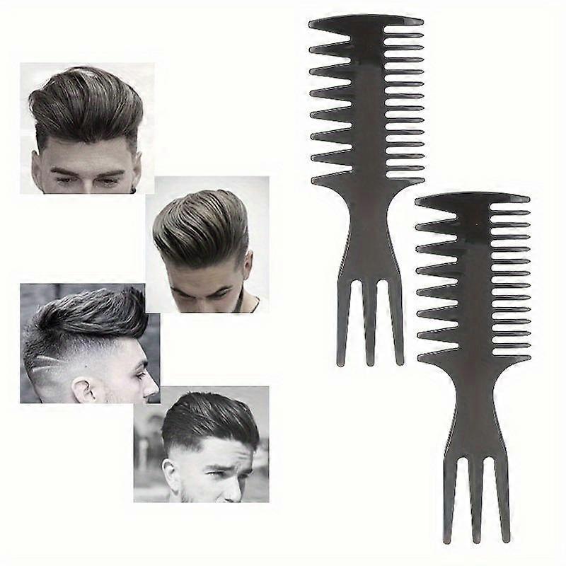 2pcs Slicked-back Comb 3 In 1 Fishbone Shaped Hair Extensions Detangling Styling Coloring Comb For Salon Barber Use