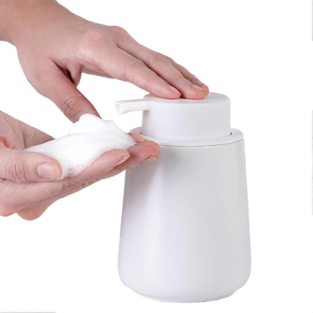 Soap Dispenser, 400ml Ceramic Foam Soap Dispenser with Pump Head, White