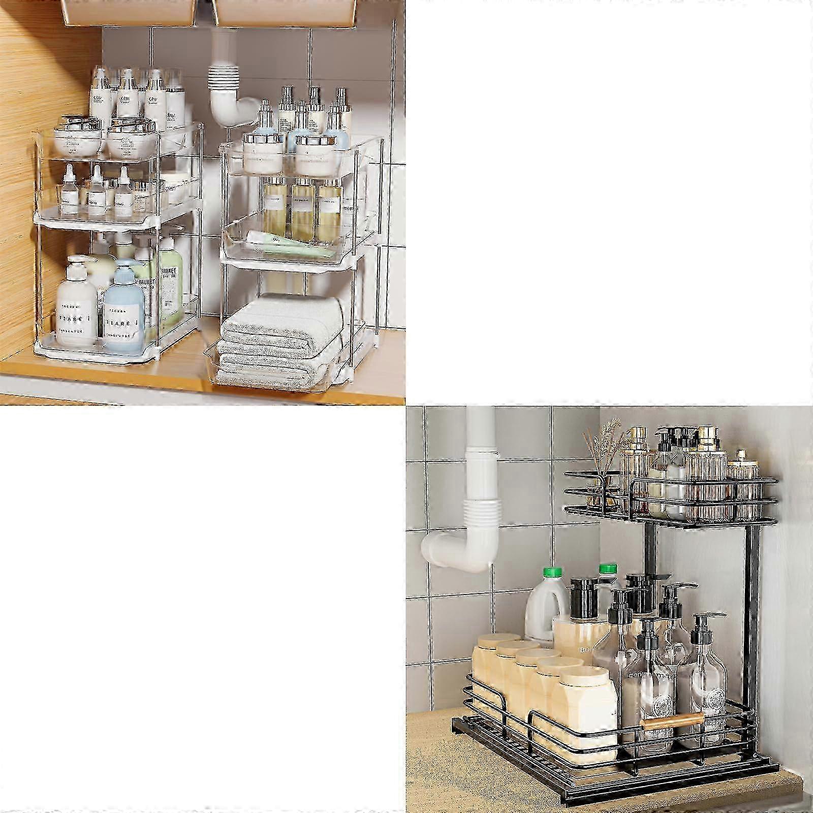 2 Sets 3-Tier Under Sink Organizers and Storage for Bathroom