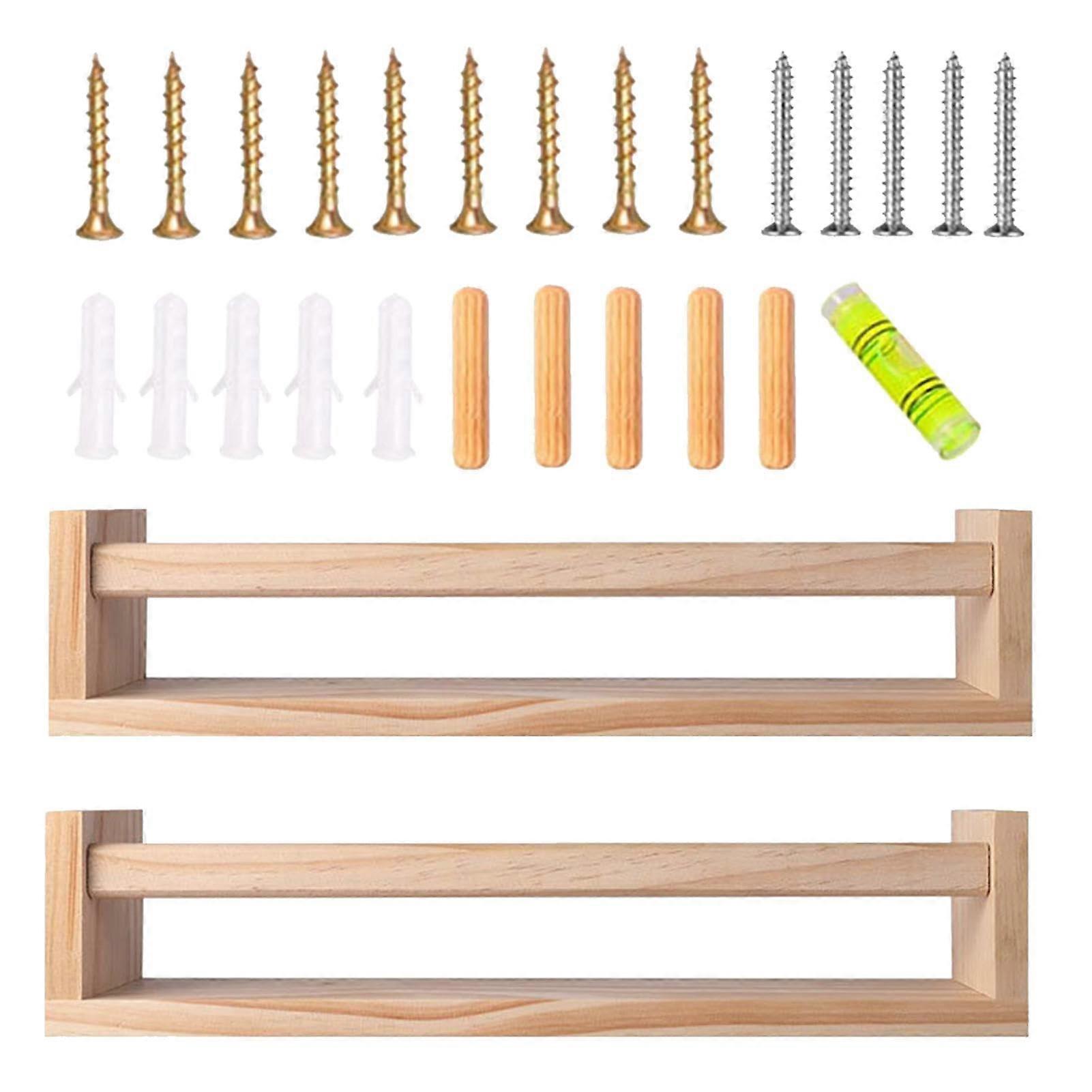 Wooden Wall Bookshelf Organizer Set of 2 for Nursery Books, Toys and Kitchen Condiments