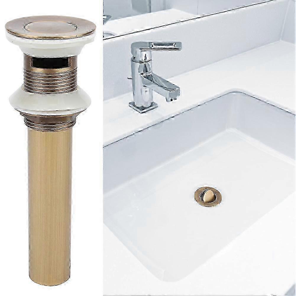 x Flap Type Retro Style Brass Basin Drain with Overflow Bathroom Drain Stopper