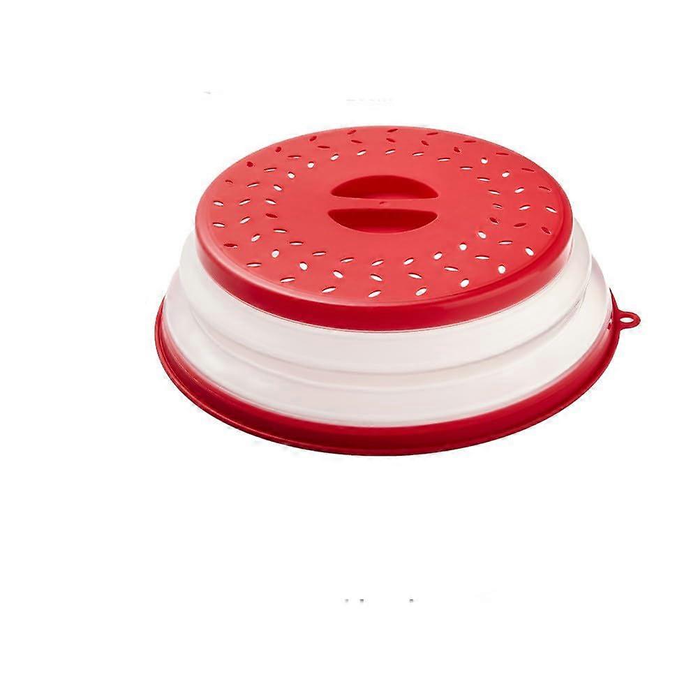 Microwave Splatter Guard with Vent, Heat Resistant Silicone Food Storage Lid, Red Medium