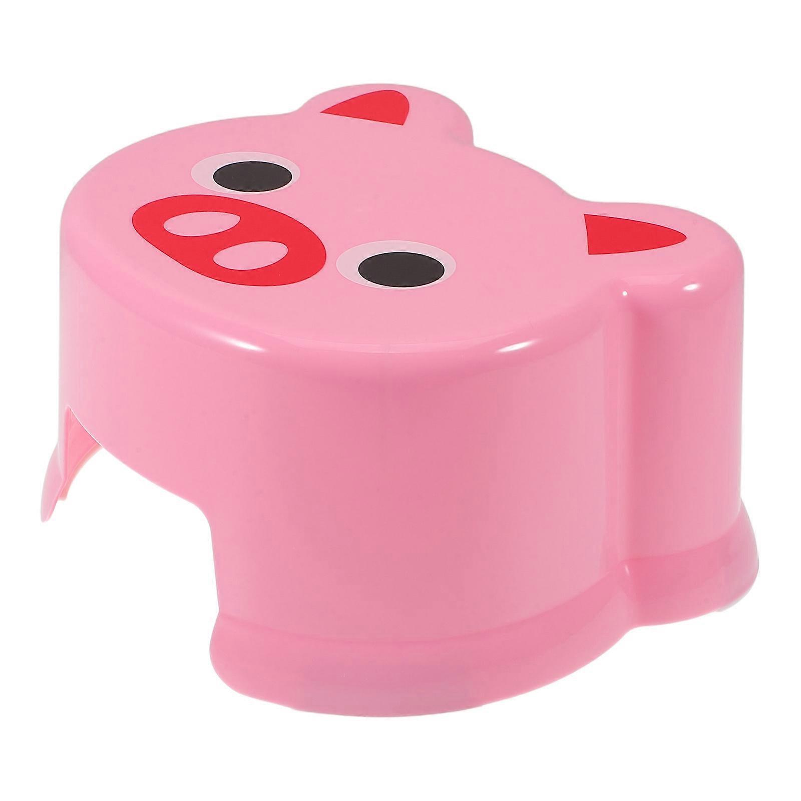 Kids Potty Stool Cartoon Plastic Step Stool for Bathing Pink