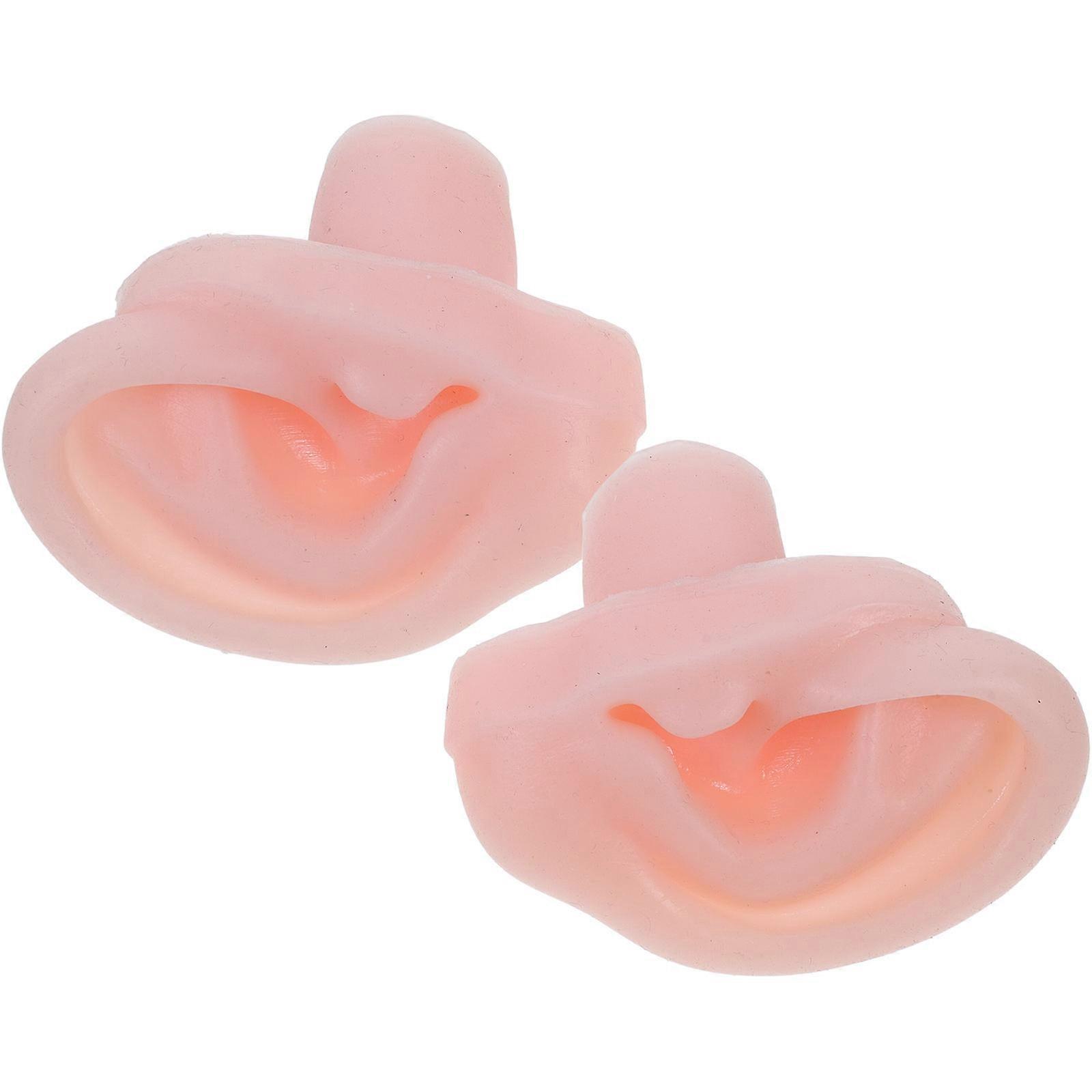 Silicone Ear Model for Ear Piercing Display 4Pcs Pair Beige Soft Material