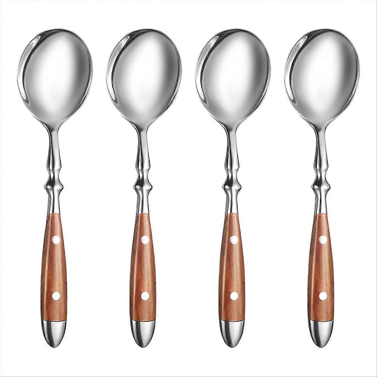 4Pcs Soup Spoons Set,Spoons with Comfortable Bakelite Handle,
