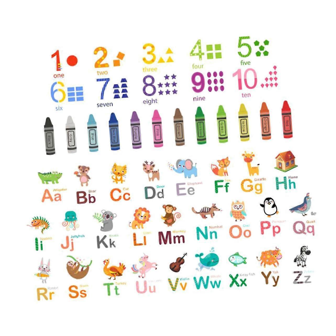 Cartoon Animal Alphabet and Number Wall Decal Set for Kids Room Classroom Nursery Learning