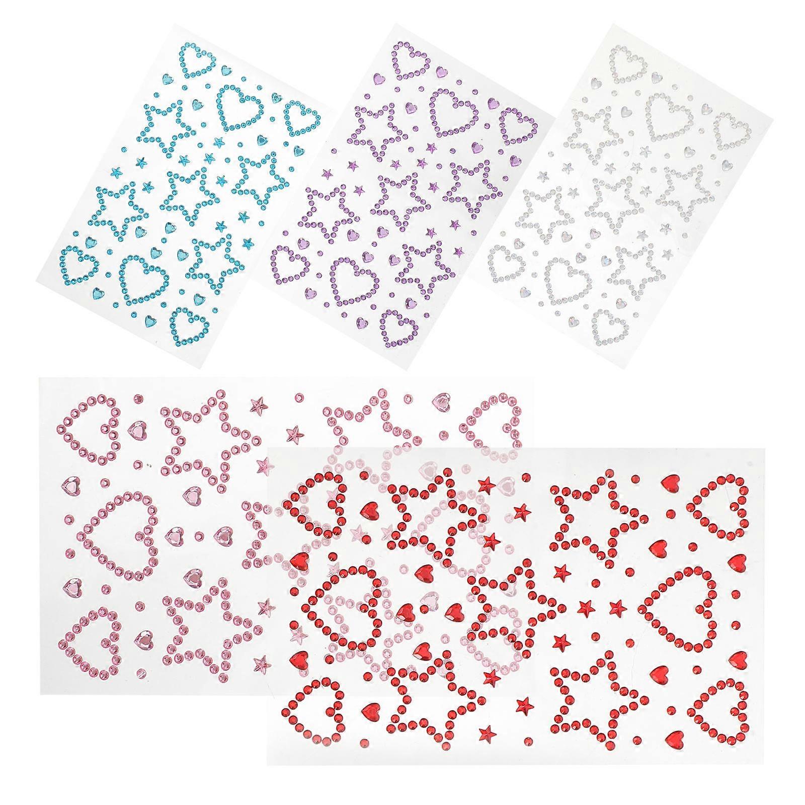Valentines Day Heart Rhinestone Stickers for Face Use 5 Sheets Included