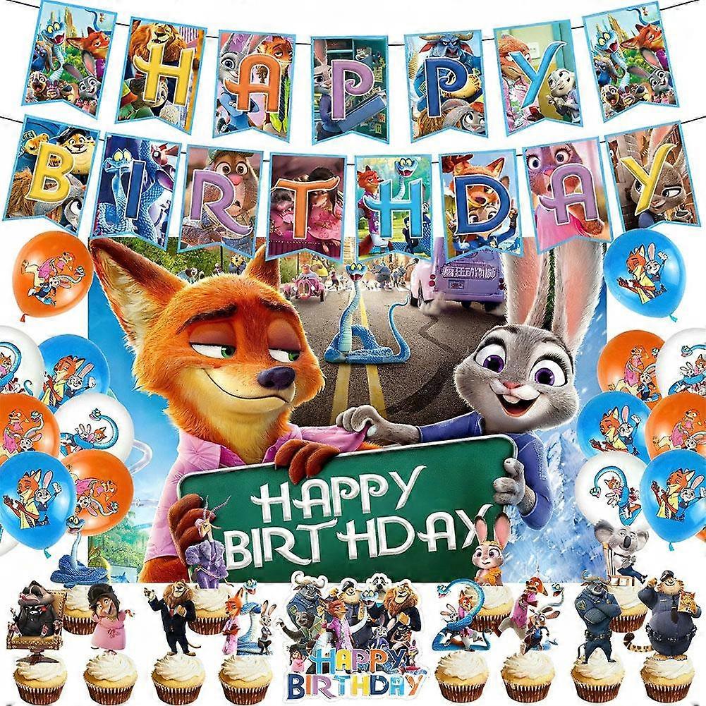 Zootopia Party Decorations Set 2 Pack Banner Balloons Cake Toppers Backdrop