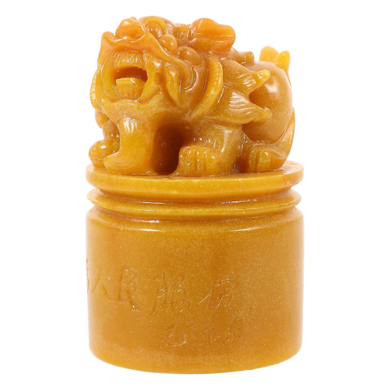 Chinese Seal Stone Stamp for DIY Use Mini Size Light Brown Stone