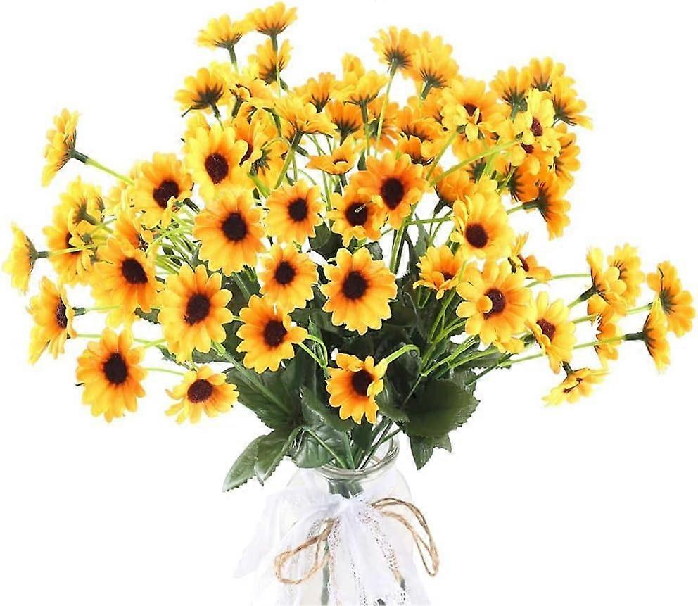 Artificial Sunflowers with Realistic Silk Petals, Flexible Stems, Fade Resistant Colors, 4 Bundles