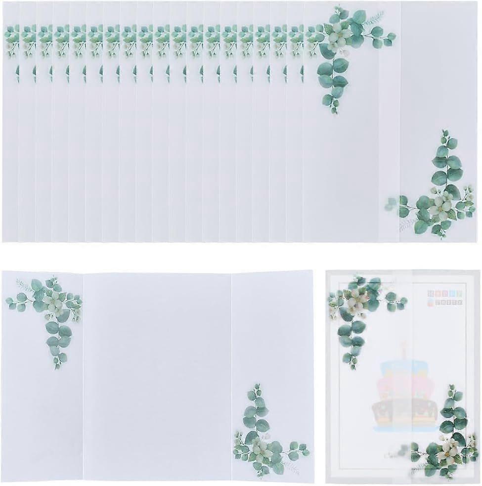 50Pcs 5x7inch Vellum Jackets Bulk Semitransparent White Rectangle Greenery Leaf Flower Pattern Parchment Paper Envelopes Pre Folded Vellum Jacket for 