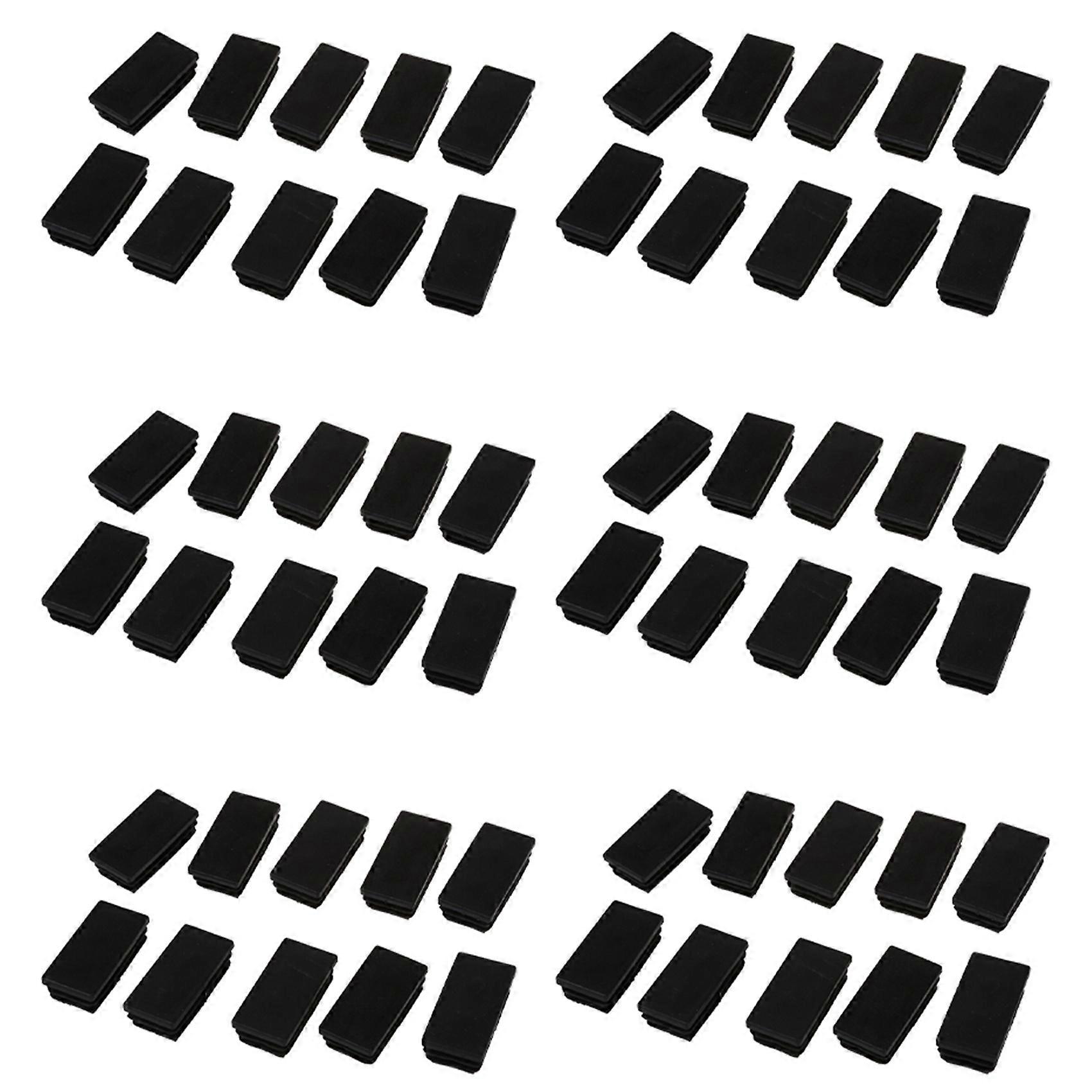 Plastic Rectangle Tube Inserts End Blanking Cap 25X50mm 60 Pcs Black