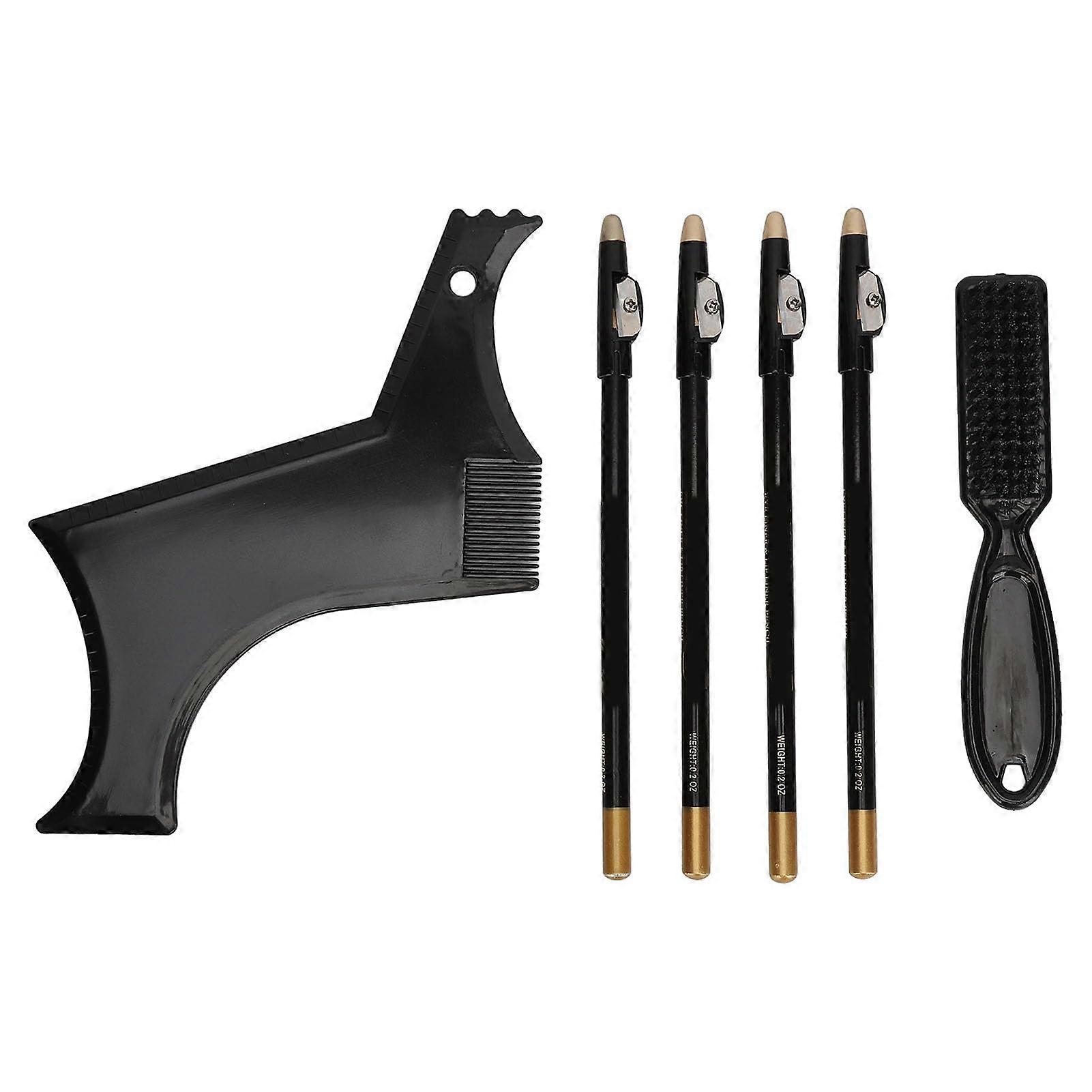 Beard Shaper with 4pcs Barber Pencil and Brush, Precision Beard Shaping Kit for Men Black