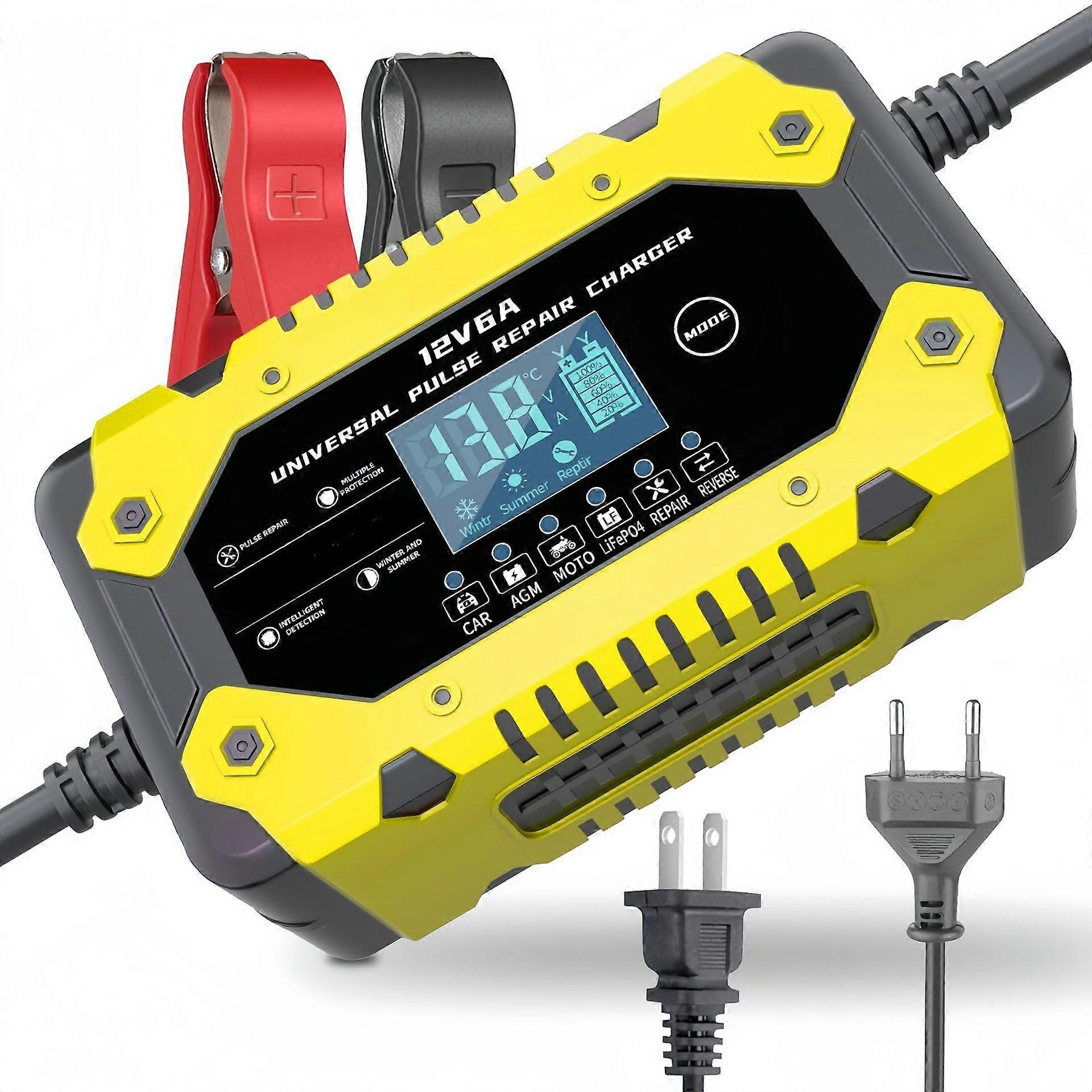 12V 6A Motorcycle Battery Charger for BMW R nineT with LCD Display, Auto Stop and Safety Protection