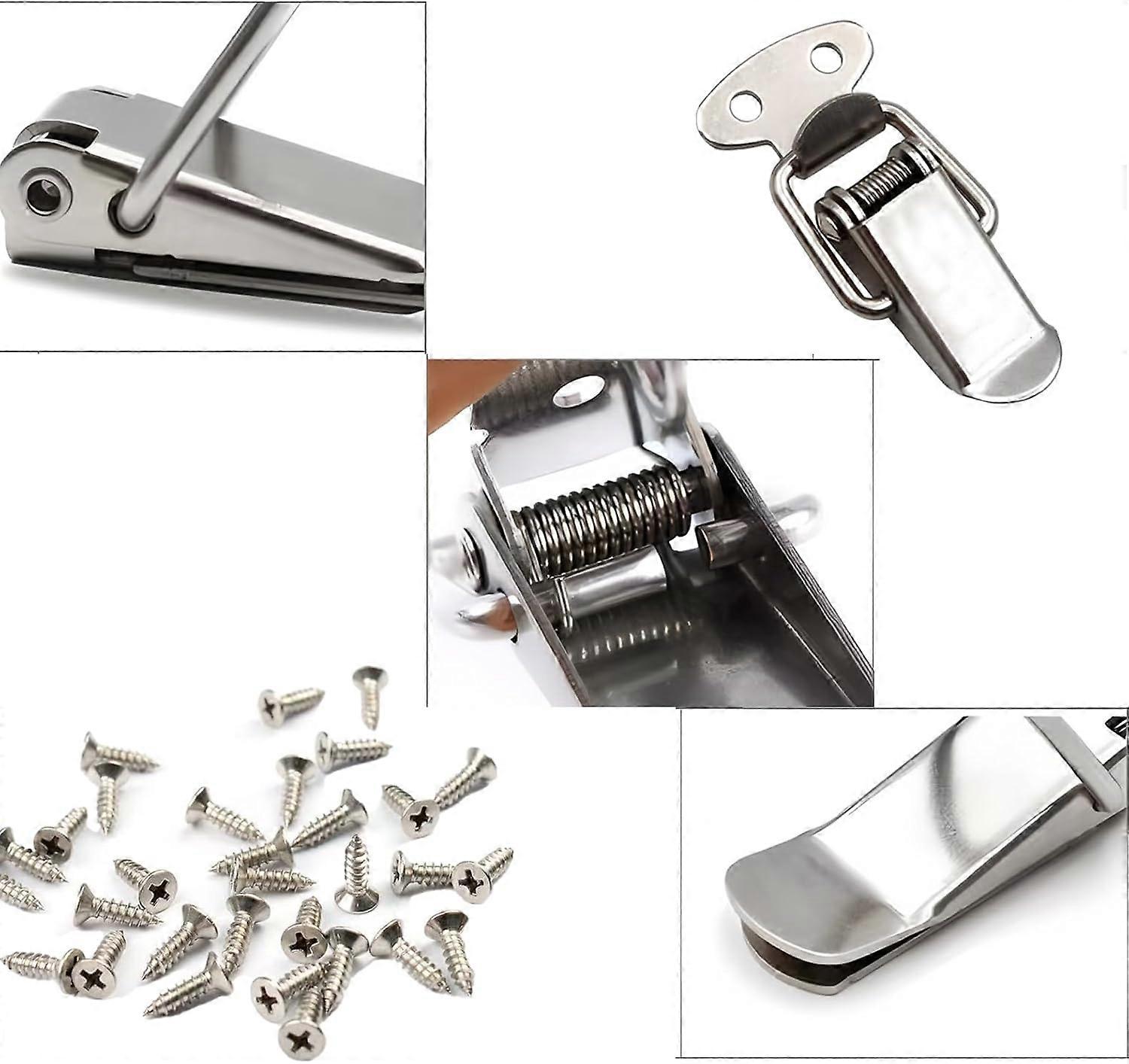 12 Pcs Stainless Steel Spring Toggle Latch with Screws, Small Lock Clasp for Boxes and Containers