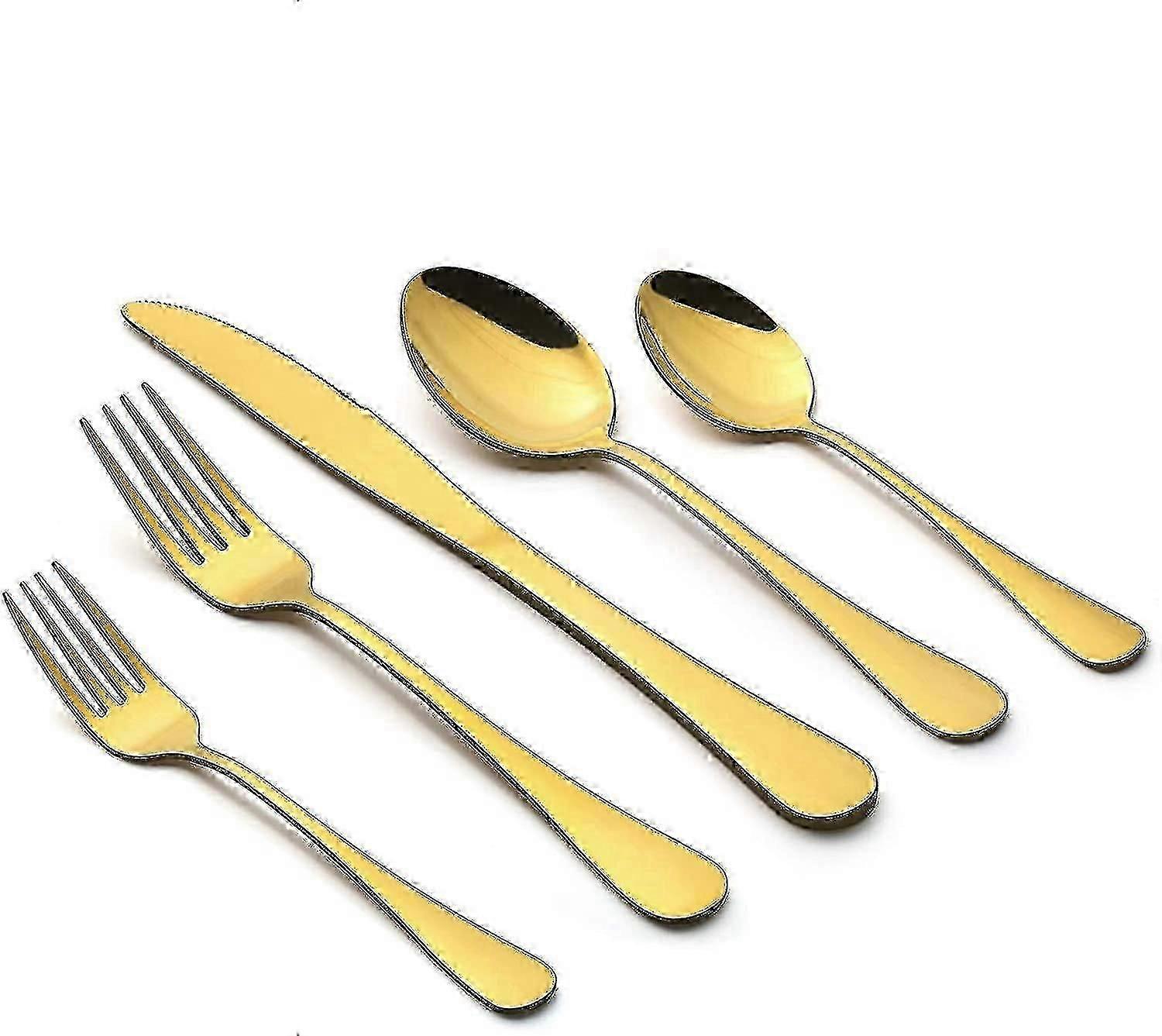 Gold Silverware Set, 20 Piece Stainless Steel Flatware Cutlery Set
