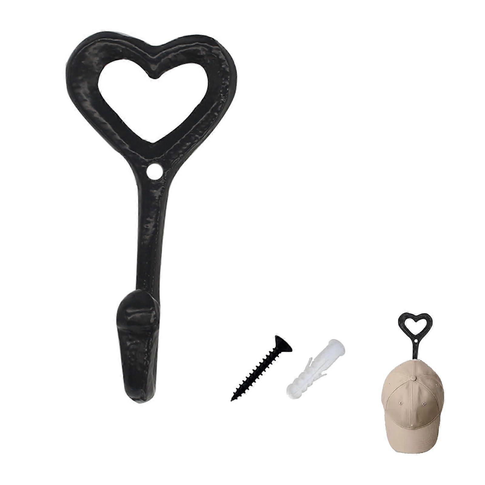 Cast Iron Wall Hooks Rustic Heart Design Heavy Duty RustResistant for Kitchen Bathroom