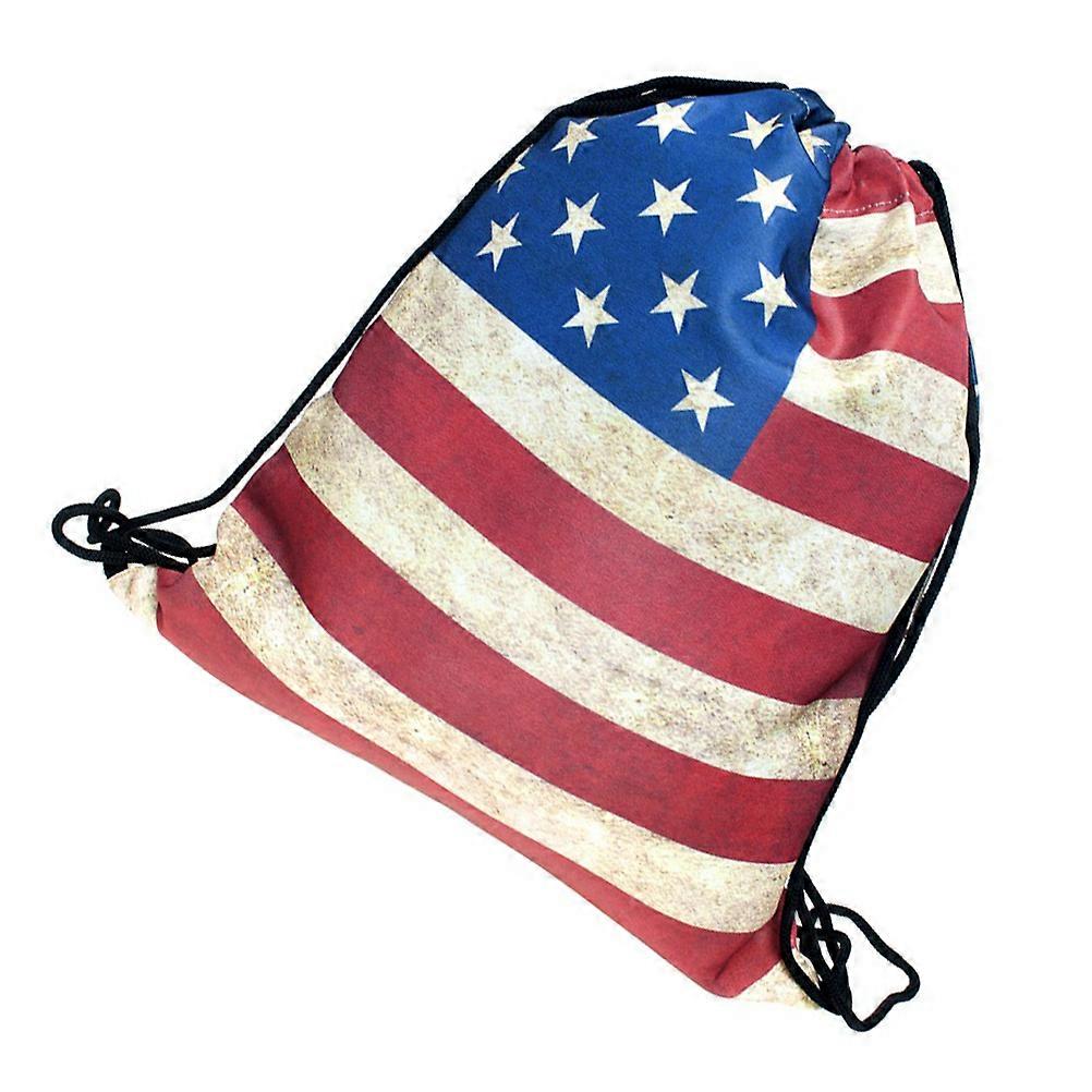 American Flag Pattern Drawstring Bag for Basketball Sports Use