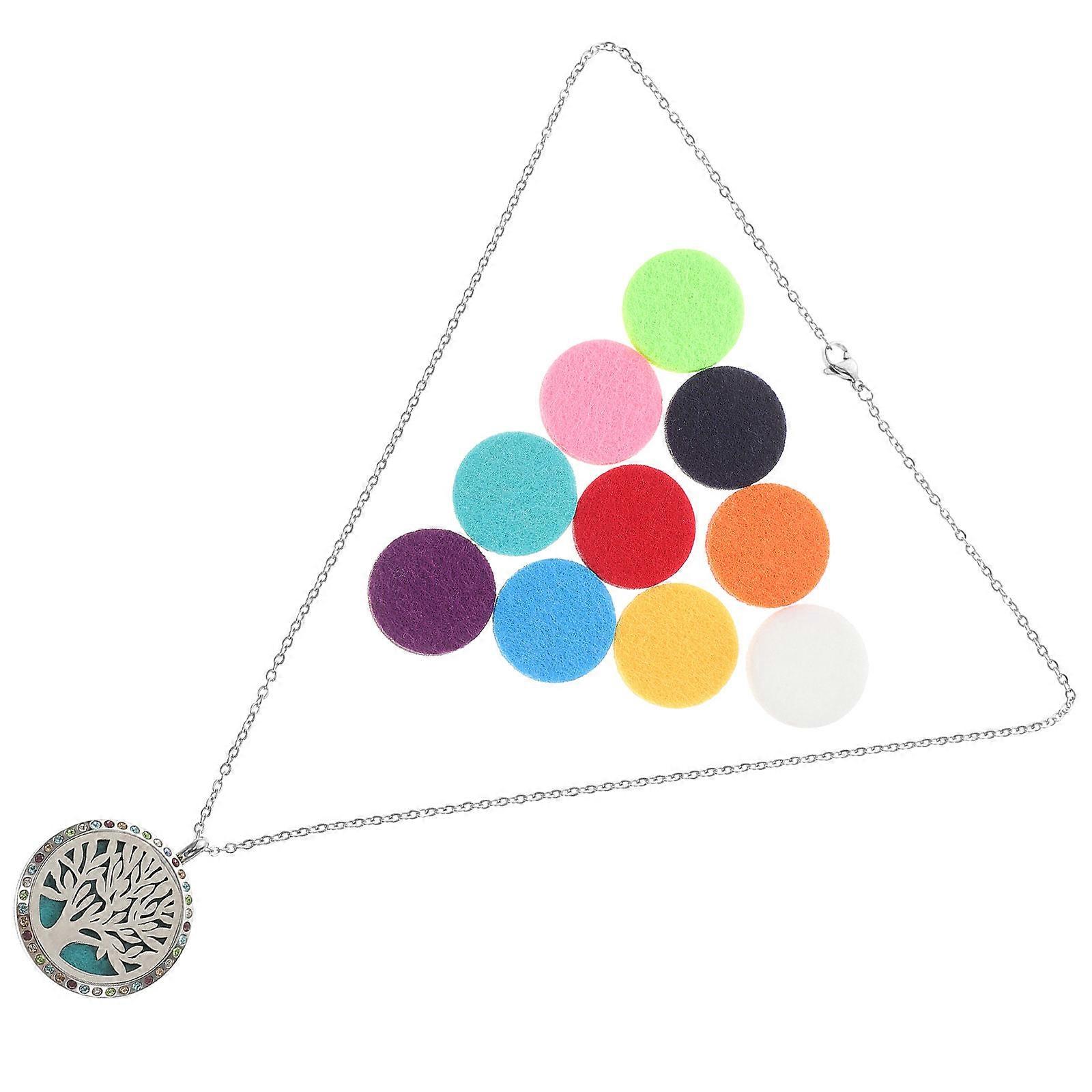Silver Essential Oil Diffuser Necklace Aromatherapy Pendant for Decoration 1Set