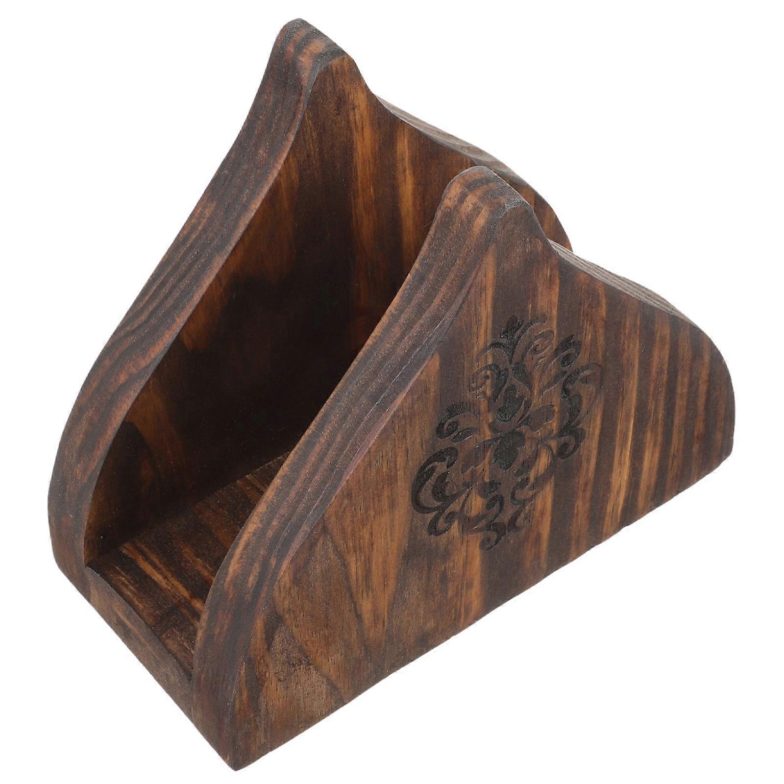 Rustic Wood Napkin Holder for Table Practical Storage