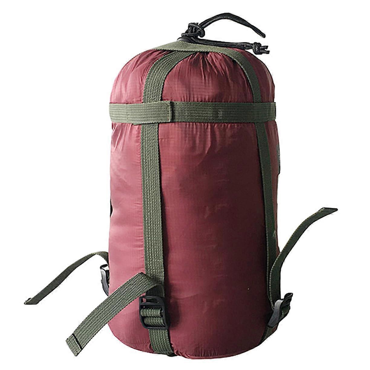 Wine Red Compression Sack for Sleeping Bags with Adjustable Straps, Lightweight and WaterResistant
