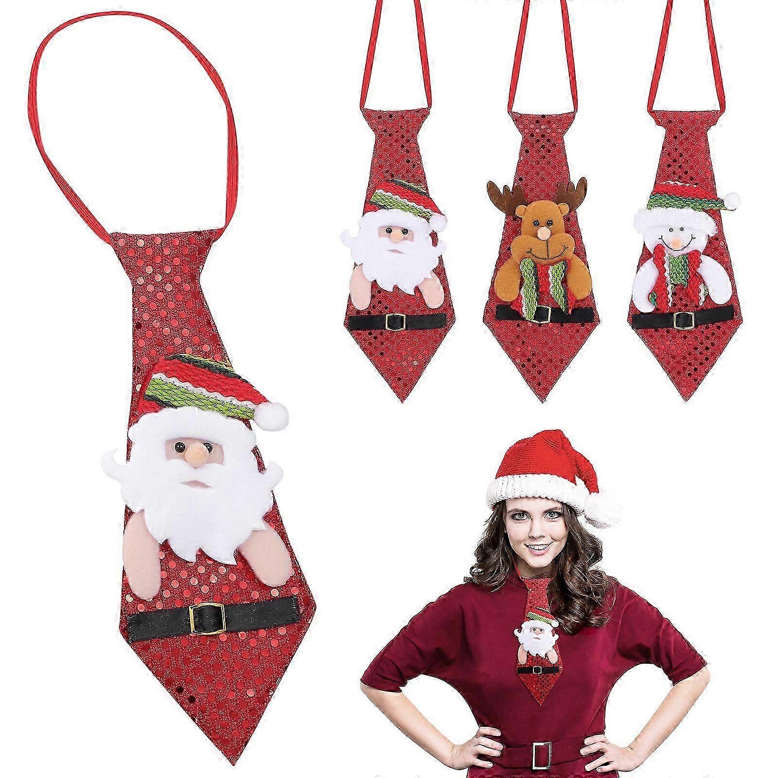3Pcs Printed Christmas Polyester Ties Durable and Creative Christmas Supplies