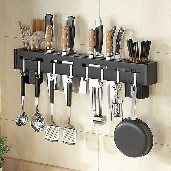 Kitchen Knife Holder with Hooks Wall Mounted Kitchen Utensil Storage Knife Rack