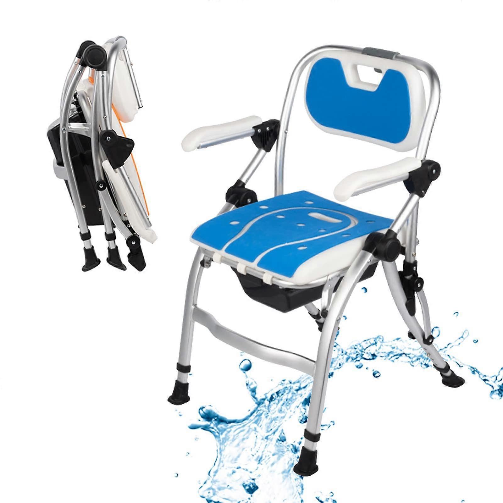 Bedside Commode Chair with Adjustable Height Foldable Design for Elderly and Disabled Use