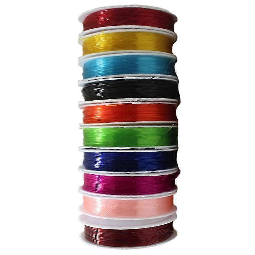 Elastic Thread For Jewelry Making 10 Rolls 0.8mm Diameter Assorted Color Craft Projects Durable