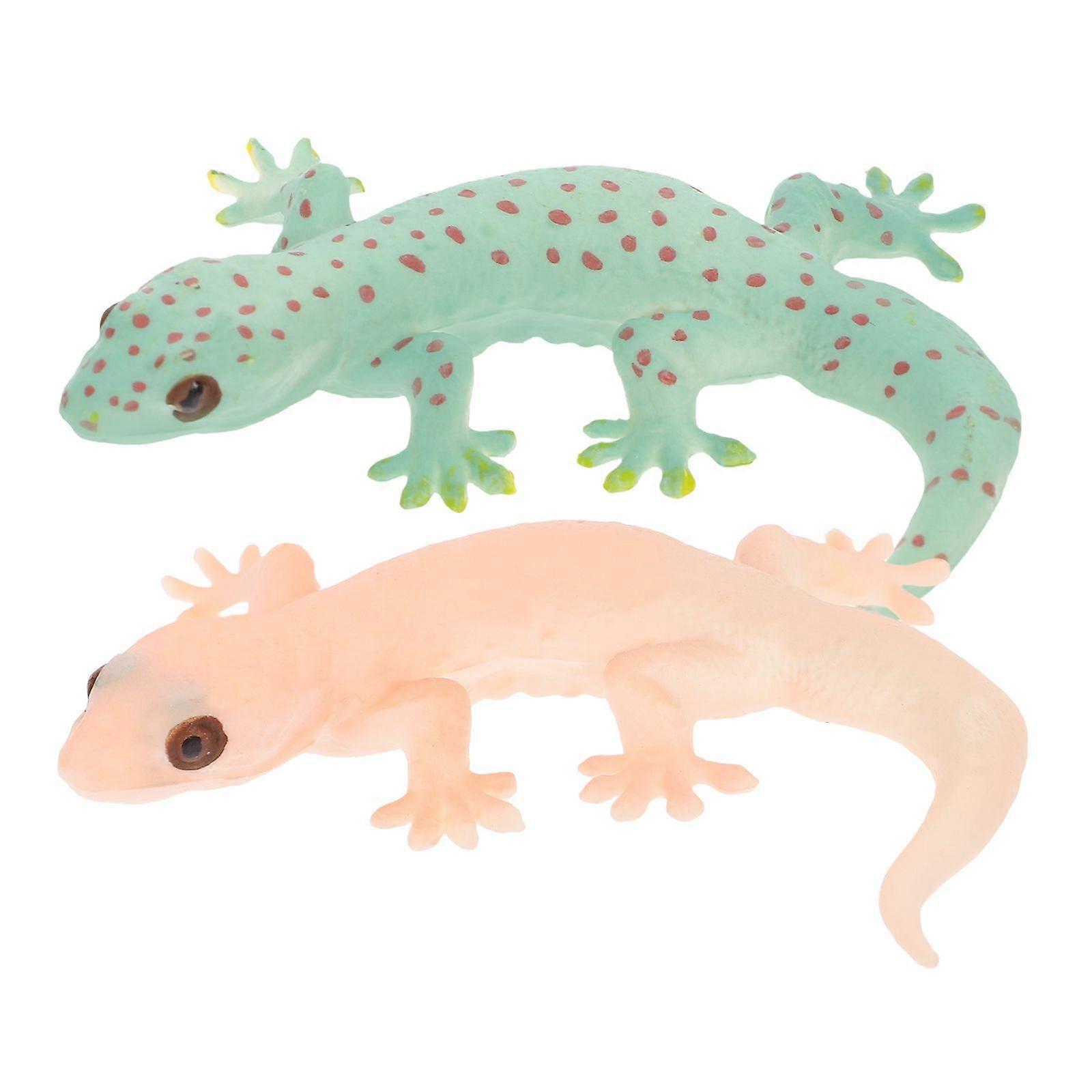 2pcs Simulation Lizard Figurine Lizard Figure Lizard Toy Simulation Animal Model Prank Props