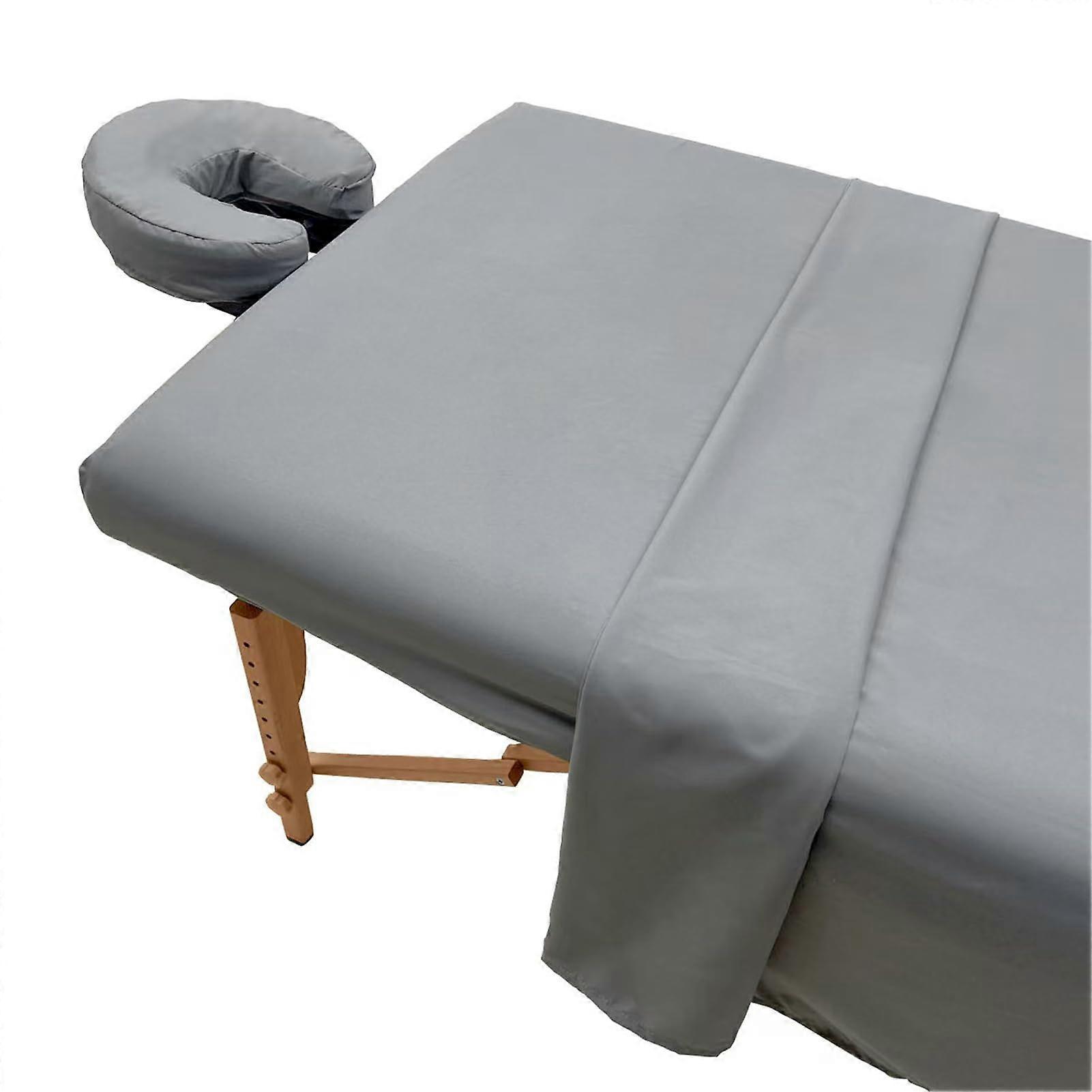 Massage Table Sheets with Face Cradle Cover, Gray 185x80cm, Breathable Microfiber, Universal Fit