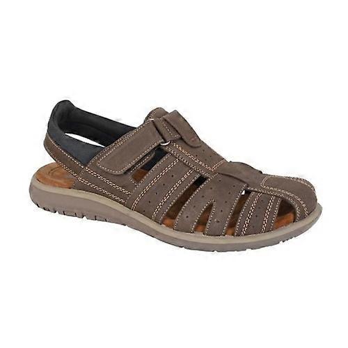 Roamers Mens Leather Touch Fastening Sandals