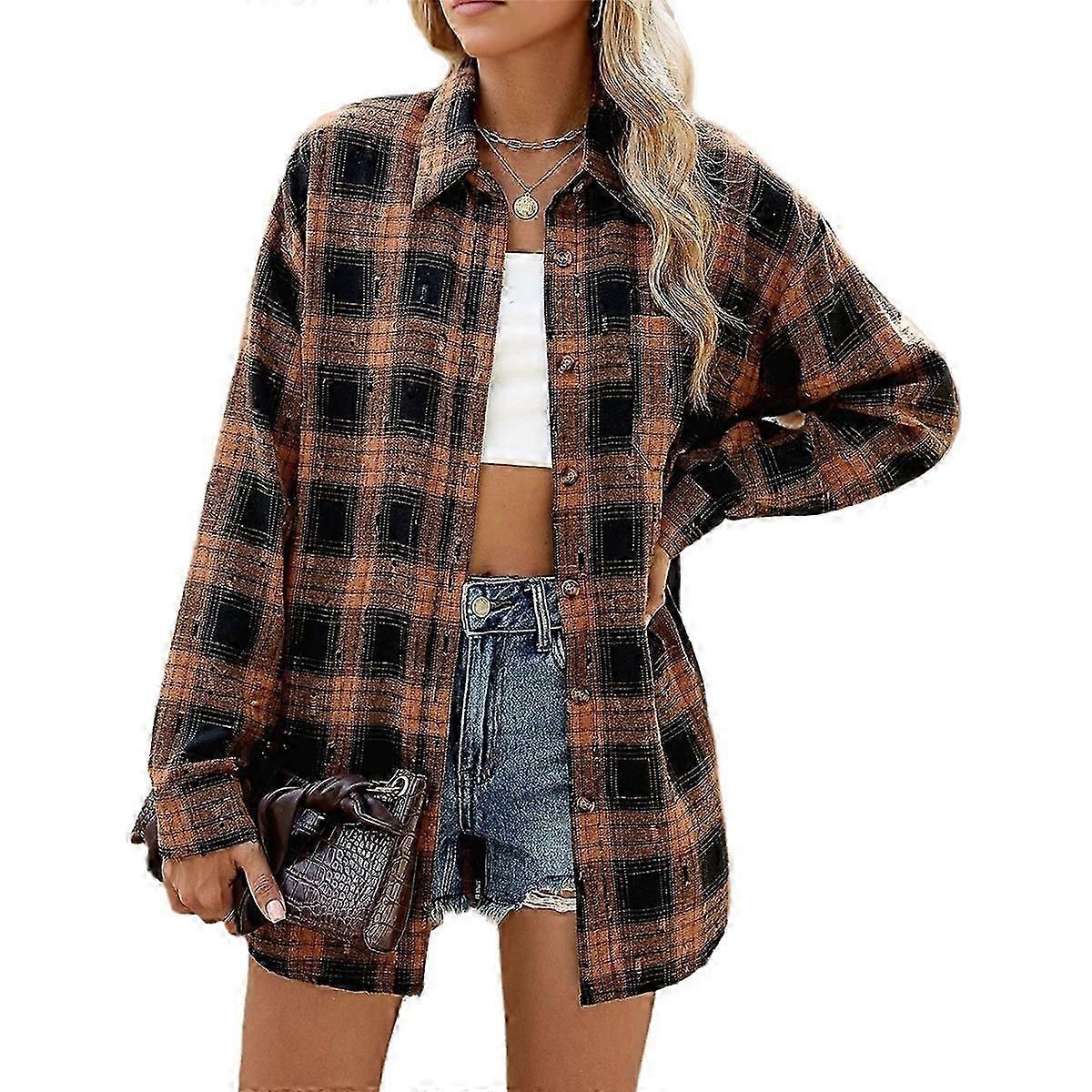 Flannel Shirts Shacket Yellow XXL