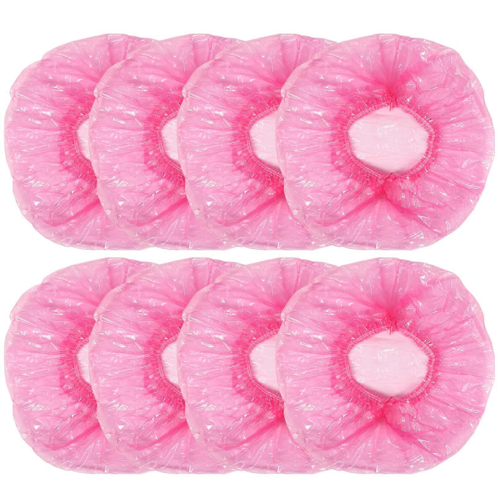 100 Pack Disposable Shower Caps Bulk Individually Wrapped Large Elastic Pink for Home Hotel Spa