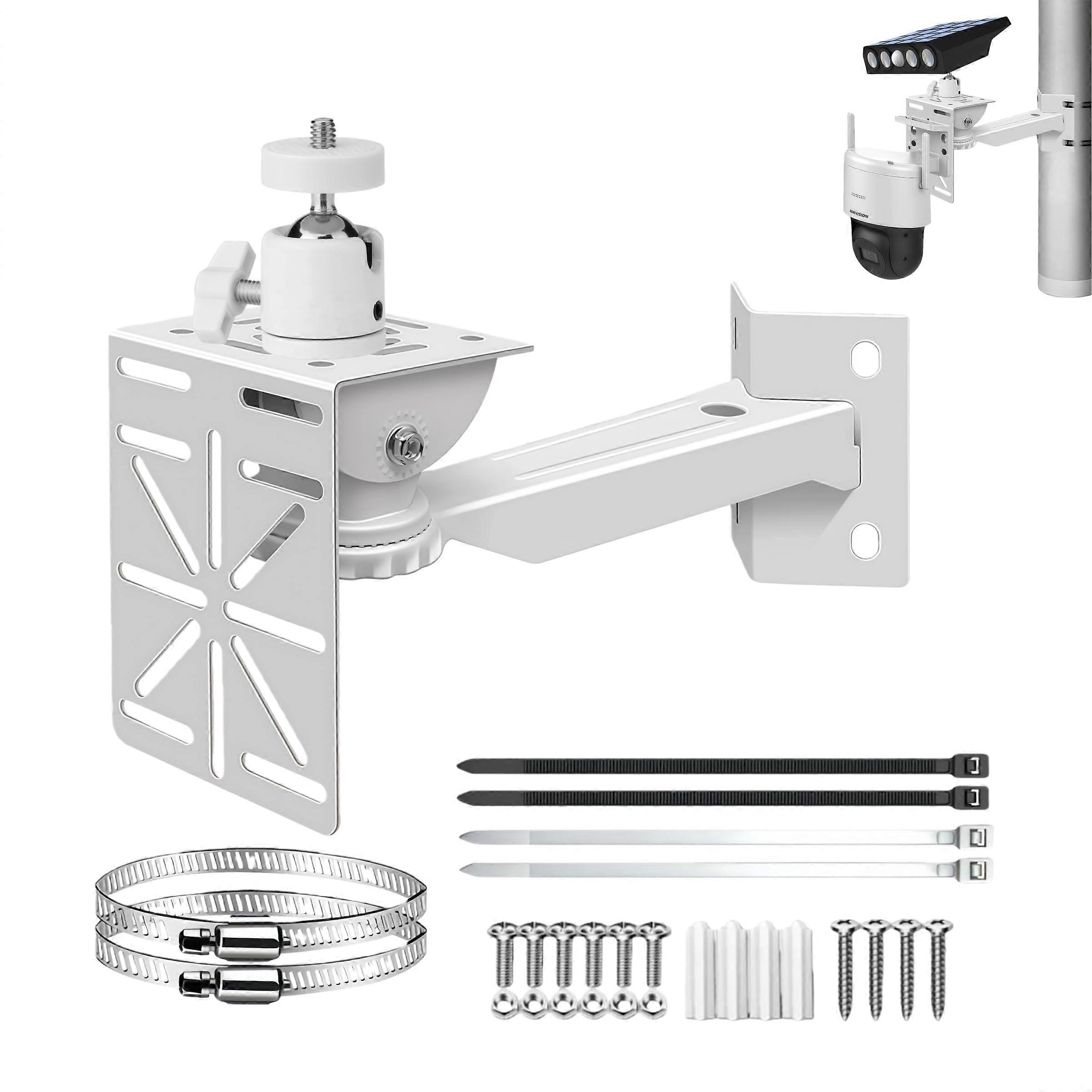Security Camera Mount with 360° Rotation, Adjustable Pole or Corner Bracket for Outdoor CCTV Setup