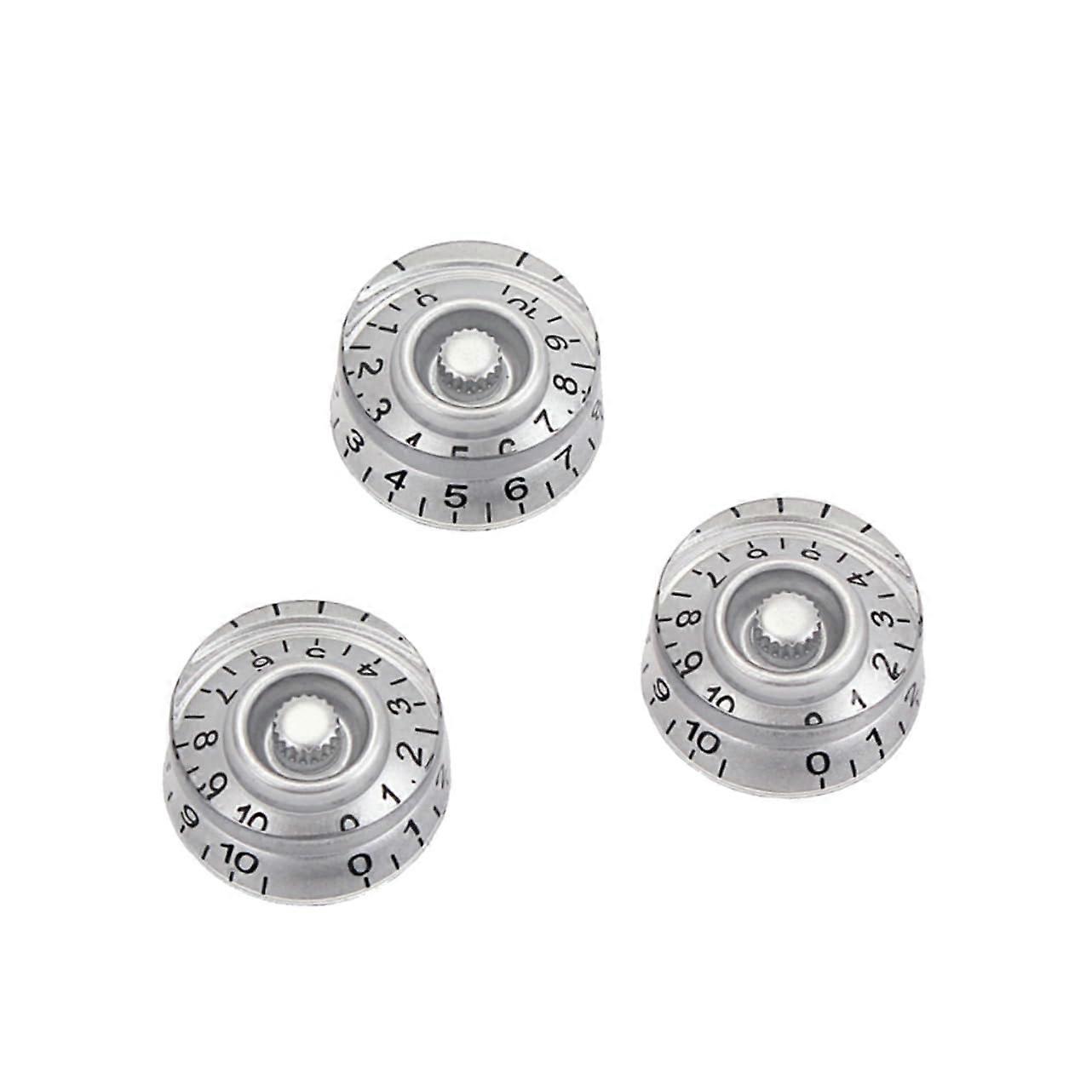 3pcs Large Round Silver Vintage Style Guitar Knobs for Electric Guitar Volume and Tone Replacement