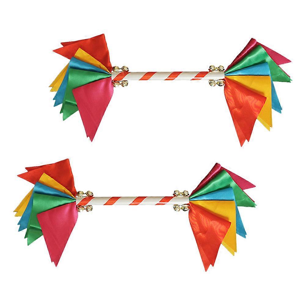 Cheerleading Prop Flower Stick Bells for Performance 2Pcs School Exercises
