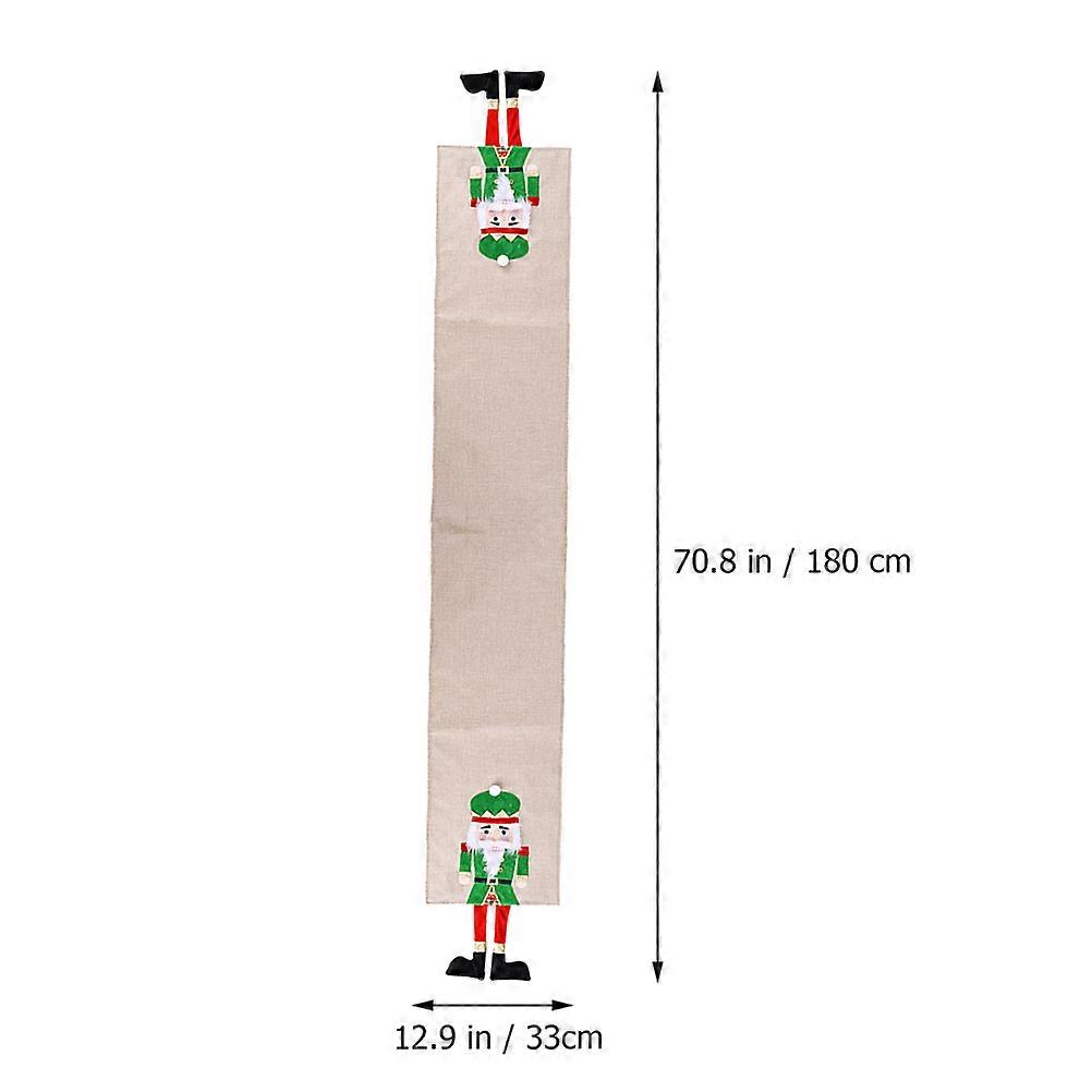 Christmas Tablecloth Walnut Soldier Pattern for Decor 2Pcs Set