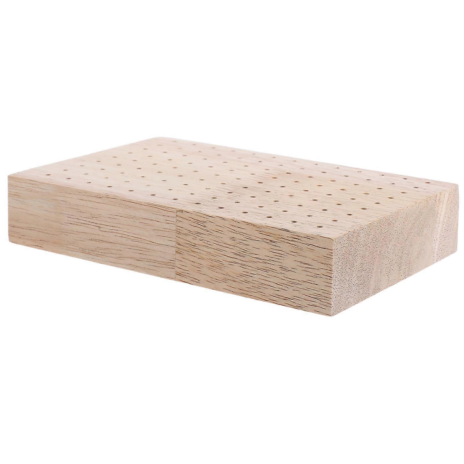 Wooden Food Skewer Holder for Display 3Pcs Rectangular Stand for Snacks