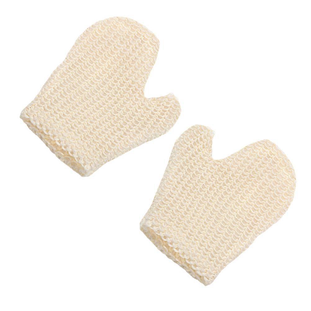 White Bath Mitts Sisal for Bathing Exfoliating Gloves 2Pcs Set