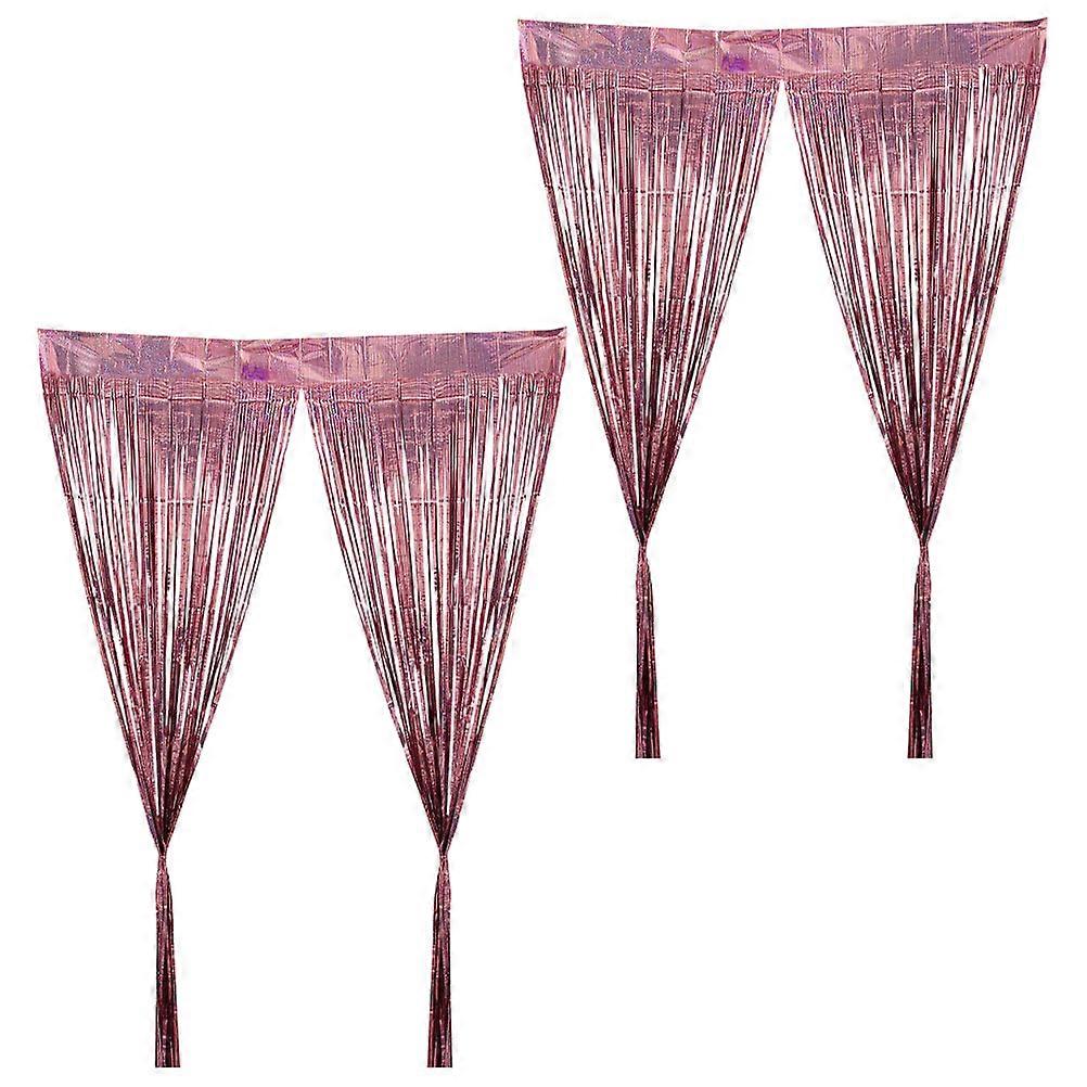 Fringe Curtain Backdrop Tinsel Backdrop for Party 2Pcs Rose Gold