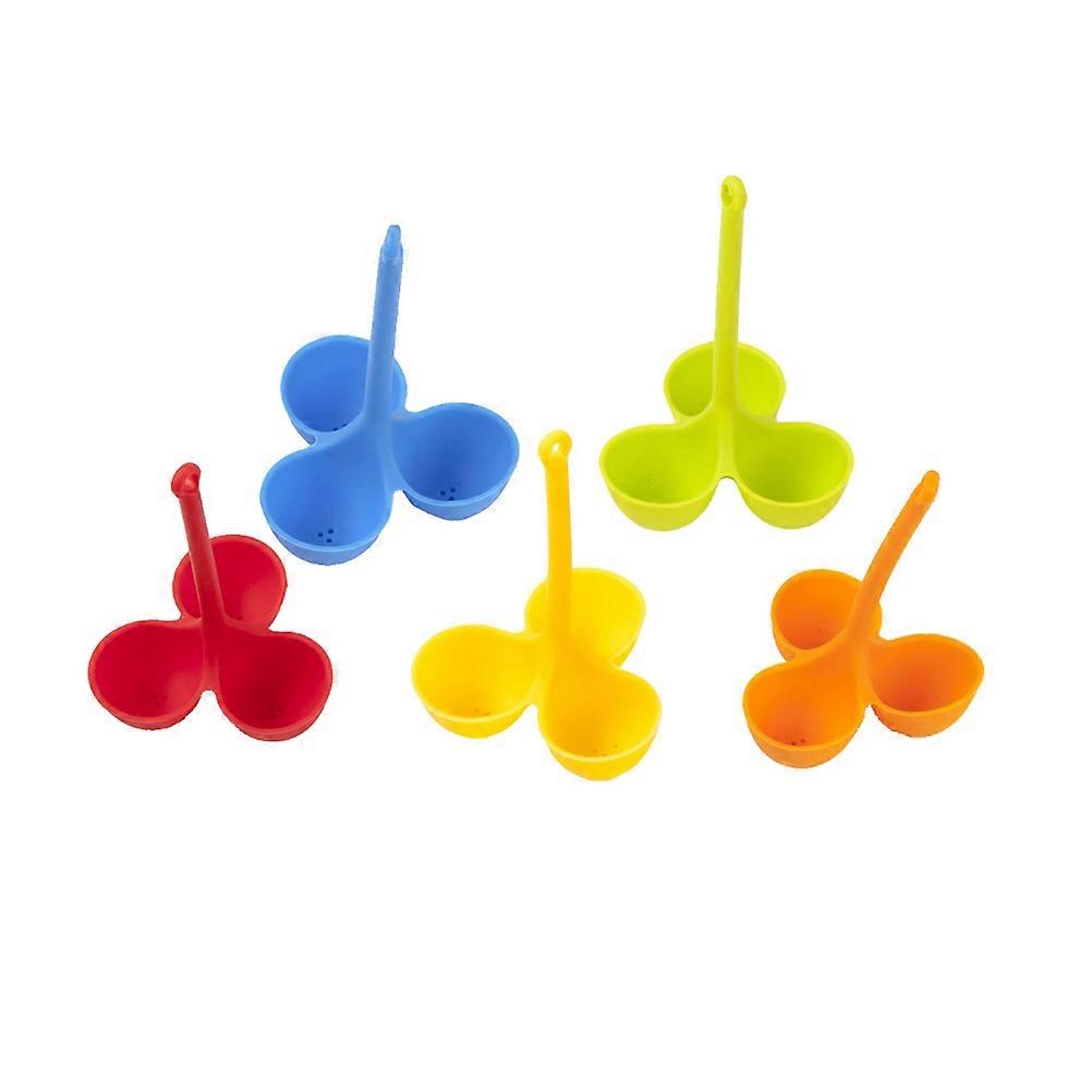Silicone Egg Holder Egg Poaching Rack for Steaming Eggs 5 Pieces Red Set