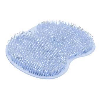 Shower Body Scrubber with Soft Silicone Bristles, Wall Mounted NonSlip Foot and Back Cleaning Mat Blue